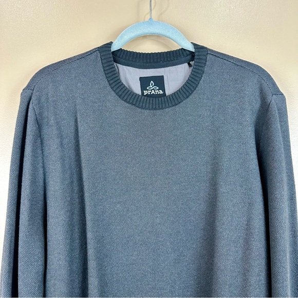 Prana Men’s Gray Crewneck Sweater Large Organic Cotton Minimalist Neutral Basic - Picture 2 of 8